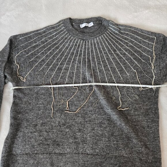 Mango Women's Glitter Detail Knitted Sweater gray size L NWOT - Picture 14 of 15